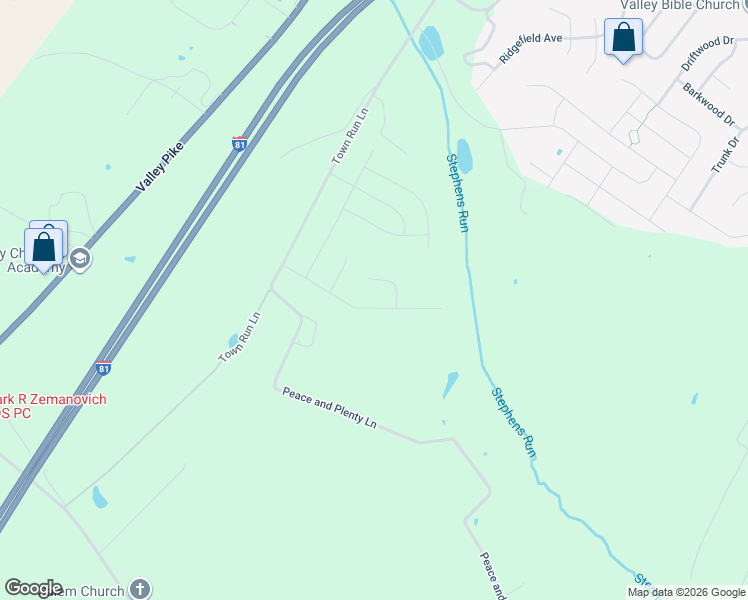 map of restaurants, bars, coffee shops, grocery stores, and more near 127 Hayvenhurst Court in Stephens City