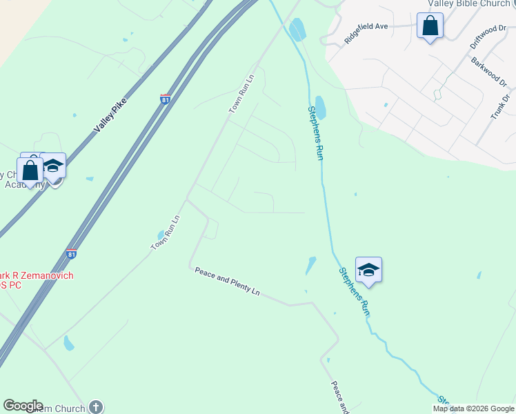 map of restaurants, bars, coffee shops, grocery stores, and more near 127 Hayvenhurst Court in Stephens City