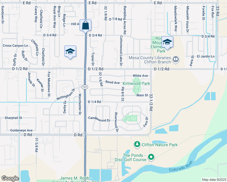 map of restaurants, bars, coffee shops, grocery stores, and more near 3221 Downey Avenue in Clifton