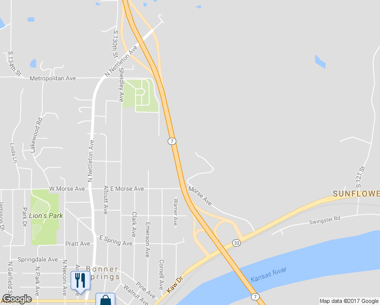 map of restaurants, bars, coffee shops, grocery stores, and more near 642 Macgrantwood Street in Bonner Springs