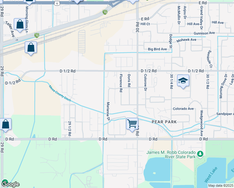 map of restaurants, bars, coffee shops, grocery stores, and more near 432 Placer Court in Grand Junction