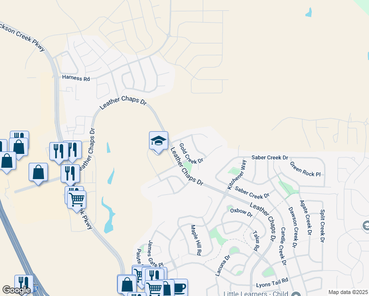 map of restaurants, bars, coffee shops, grocery stores, and more near 16275 Gold Creek Drive in Monument