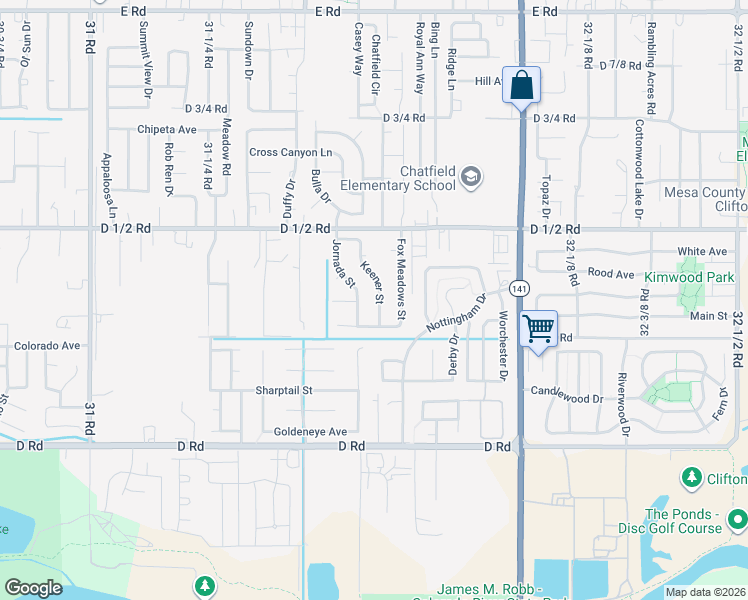 map of restaurants, bars, coffee shops, grocery stores, and more near 429 Keener Street in Grand Junction