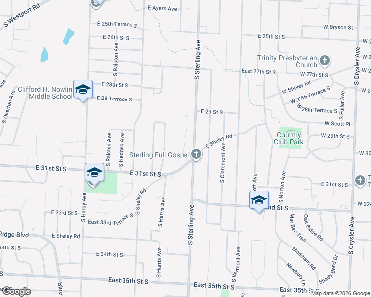 map of restaurants, bars, coffee shops, grocery stores, and more near 3509 South Harvard Avenue in Independence