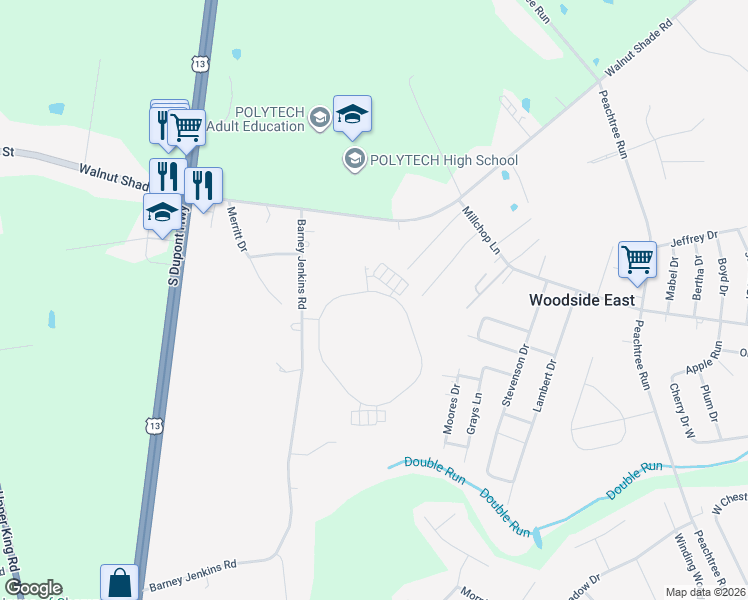 map of restaurants, bars, coffee shops, grocery stores, and more near 1136 Barney Jenkins Road in Felton