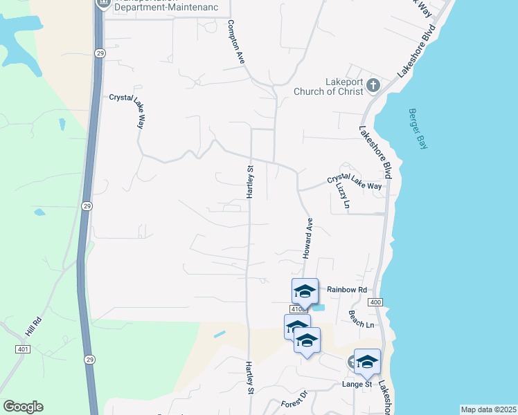 map of restaurants, bars, coffee shops, grocery stores, and more near 2770 Hartley Street in Lakeport
