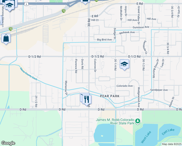 map of restaurants, bars, coffee shops, grocery stores, and more near 432 30 Road in Grand Junction