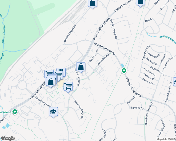 map of restaurants, bars, coffee shops, grocery stores, and more near 2400 Autumn Harvest Court in Odenton