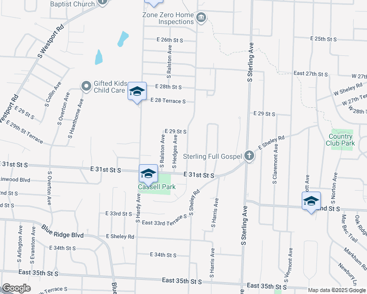 map of restaurants, bars, coffee shops, grocery stores, and more near 3000 South Northern Boulevard in Independence