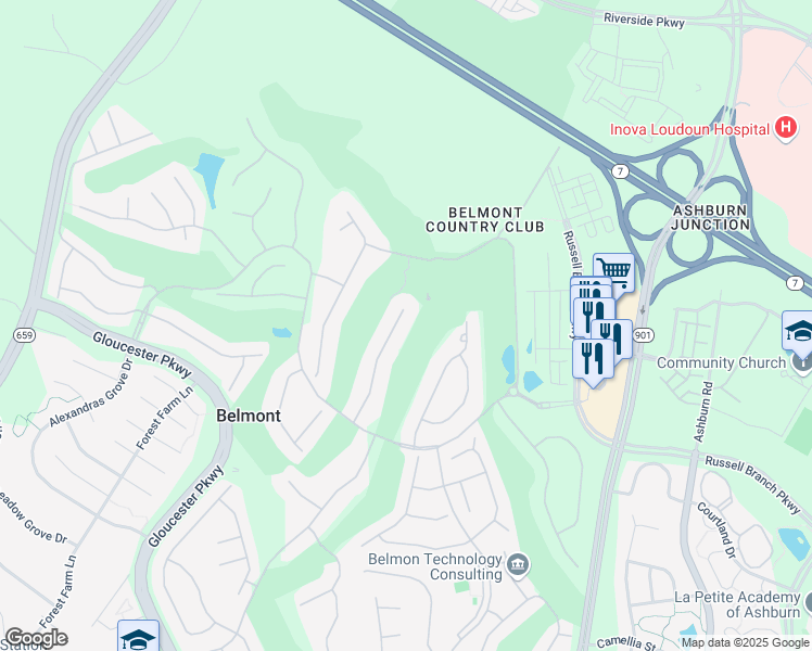 map of restaurants, bars, coffee shops, grocery stores, and more near 19812 Bethpage Ct in Ashburn