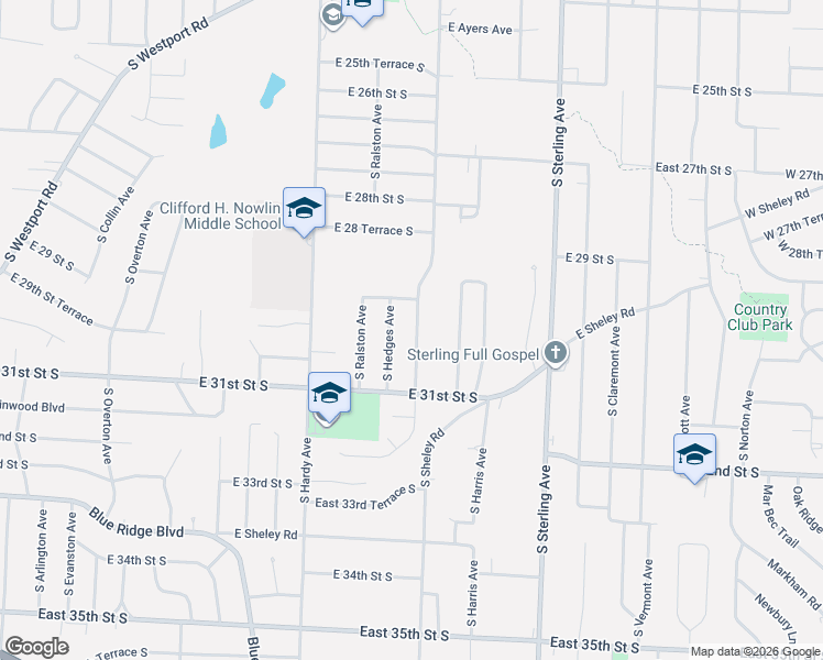 map of restaurants, bars, coffee shops, grocery stores, and more near 3000 South Northern Boulevard in Independence