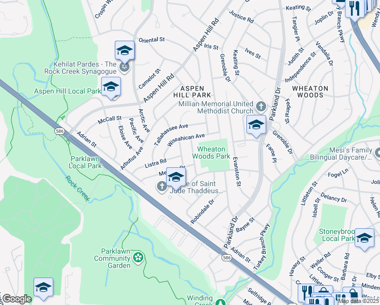 map of restaurants, bars, coffee shops, grocery stores, and more near 12914 Larkin Place in Rockville