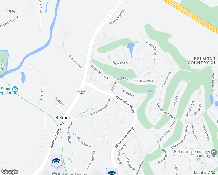 map of restaurants, bars, coffee shops, grocery stores, and more near 43265 Somerset Hills Terrace in Ashburn