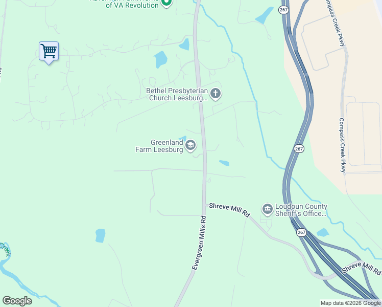 map of restaurants, bars, coffee shops, grocery stores, and more near 19937 Evergreen Mills Road in Leesburg