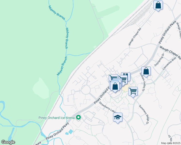 map of restaurants, bars, coffee shops, grocery stores, and more near 2616 Willow Leaf Court in Odenton