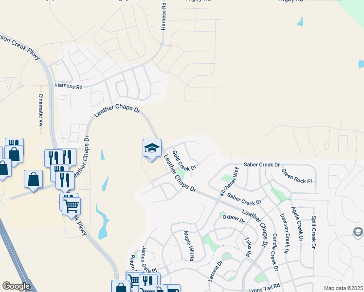 map of restaurants, bars, coffee shops, grocery stores, and more near 16286 Windsor Creek Drive in Monument
