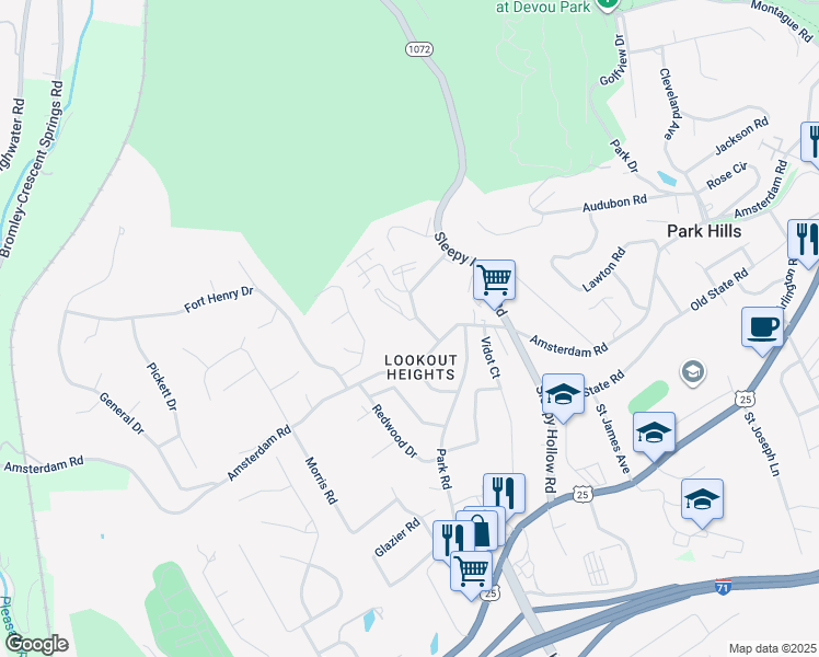 map of restaurants, bars, coffee shops, grocery stores, and more near 1515 Steffen Court in Covington