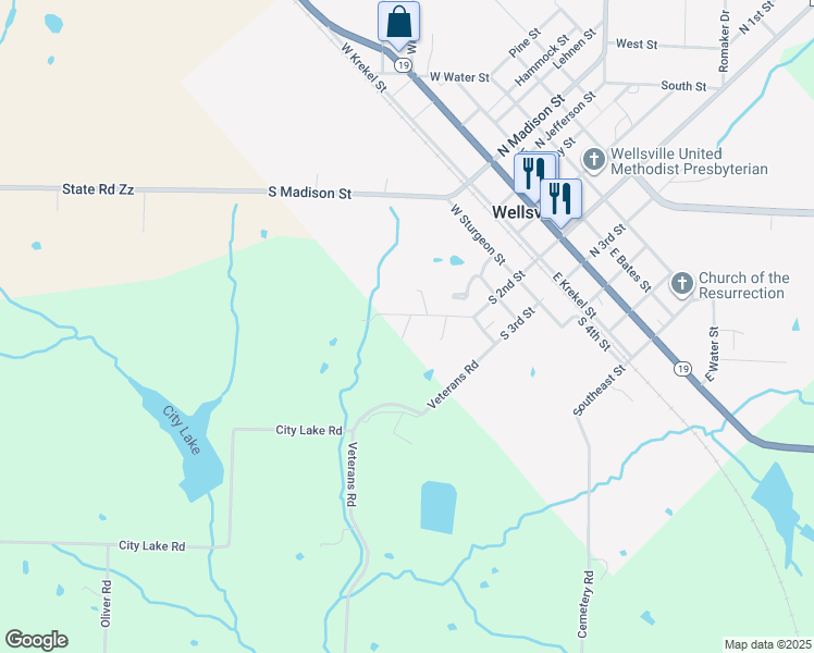 map of restaurants, bars, coffee shops, grocery stores, and more near 18 Christy Road in Wellsville