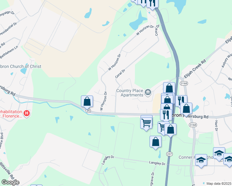 map of restaurants, bars, coffee shops, grocery stores, and more near 2939 Ridge Avenue in Hebron