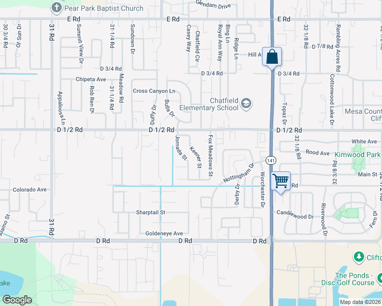 map of restaurants, bars, coffee shops, grocery stores, and more near 435 Keener Street in Grand Junction