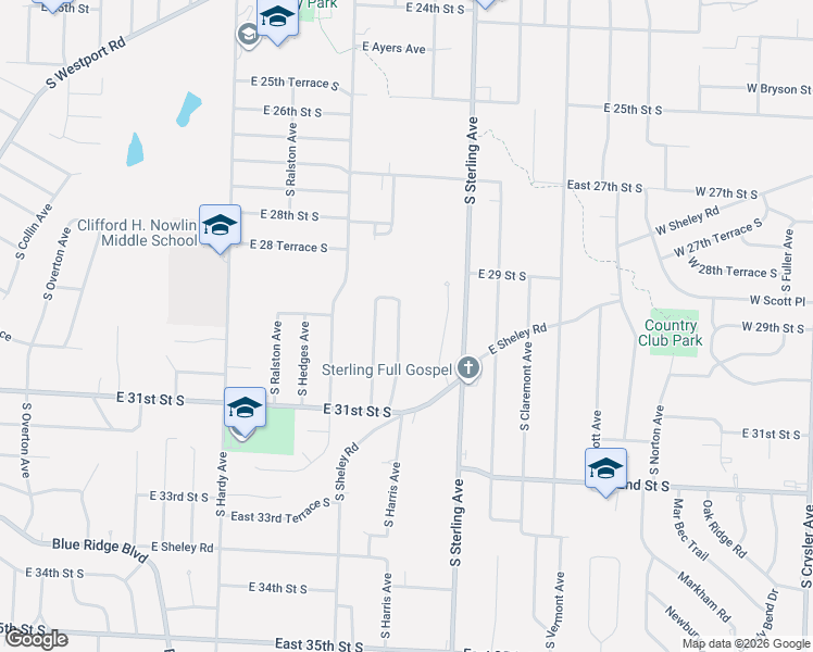 map of restaurants, bars, coffee shops, grocery stores, and more near 2825 Appleton Avenue in Independence