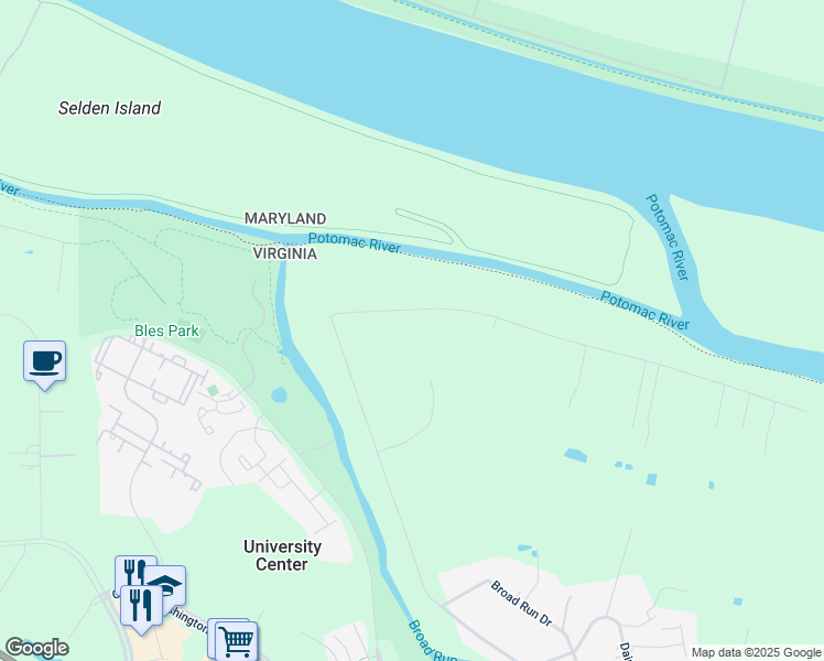 map of restaurants, bars, coffee shops, grocery stores, and more near 19598 Youngs Cliff Road in Sterling