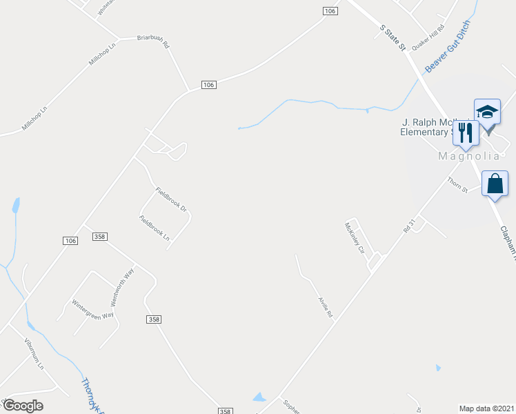 map of restaurants, bars, coffee shops, grocery stores, and more near 4403 Irish Hill Road in Magnolia