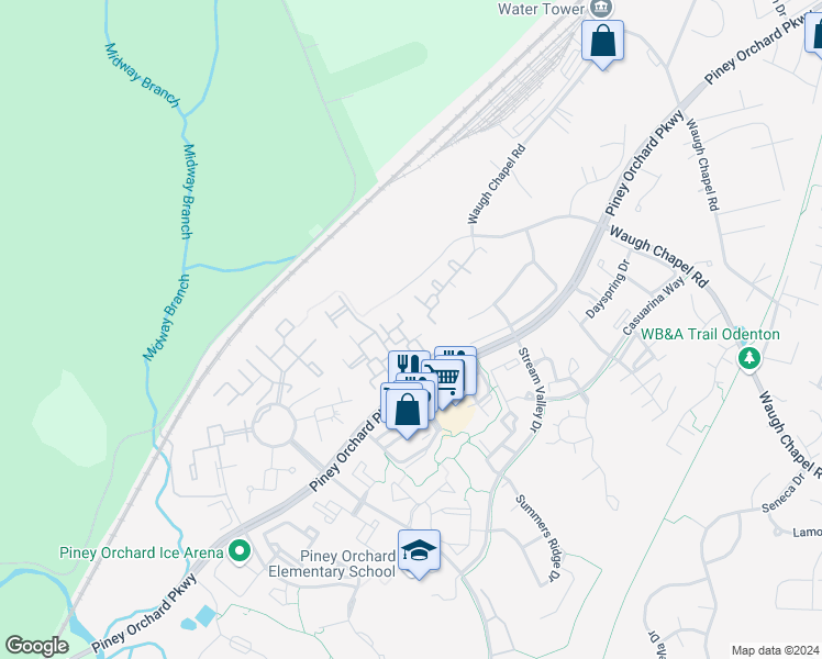 map of restaurants, bars, coffee shops, grocery stores, and more near 8610 Fluttering Leaf Tr in Odenton