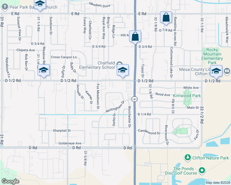 map of restaurants, bars, coffee shops, grocery stores, and more near Lancaster Drive in Clifton