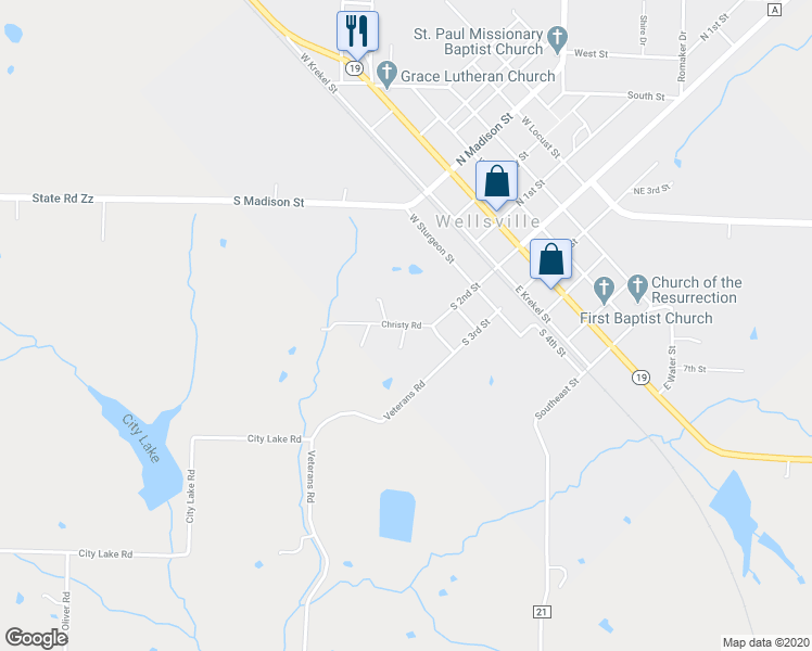 map of restaurants, bars, coffee shops, grocery stores, and more near 18 Christy Road in Wellsville