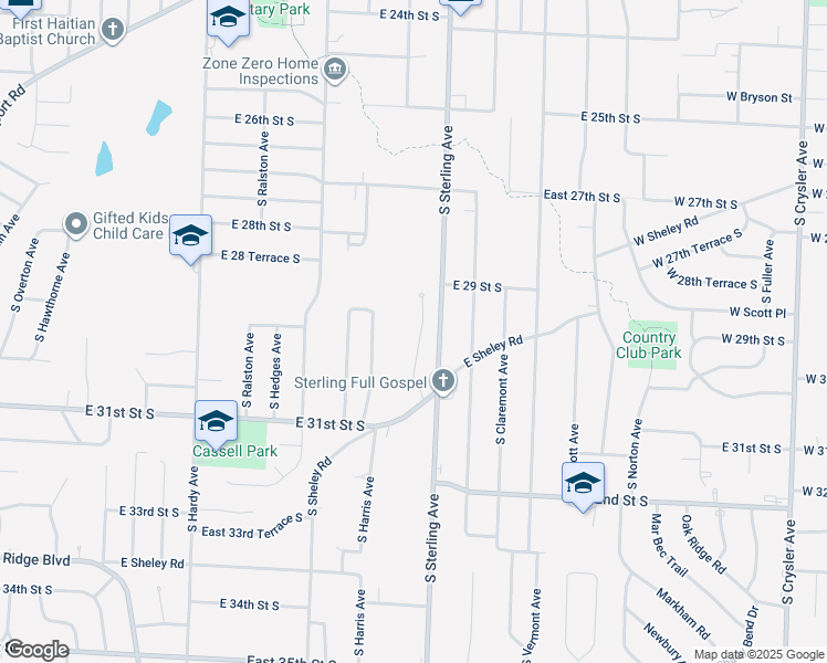 map of restaurants, bars, coffee shops, grocery stores, and more near 2912 South Harvard Avenue in Independence