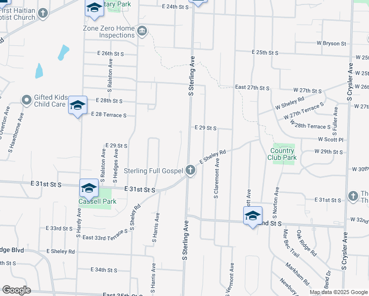 map of restaurants, bars, coffee shops, grocery stores, and more near 2912 South Harvard Avenue in Independence
