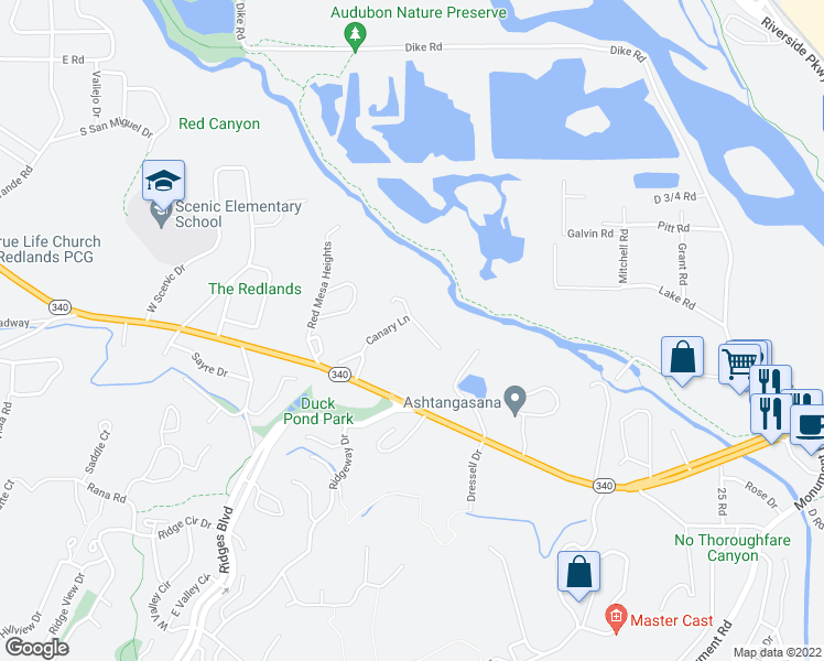 map of restaurants, bars, coffee shops, grocery stores, and more near 2433 Santa Rosa Lane in Grand Junction