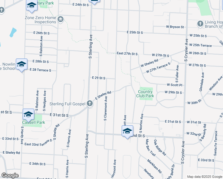 map of restaurants, bars, coffee shops, grocery stores, and more near 2920 South Vermont Avenue in Independence