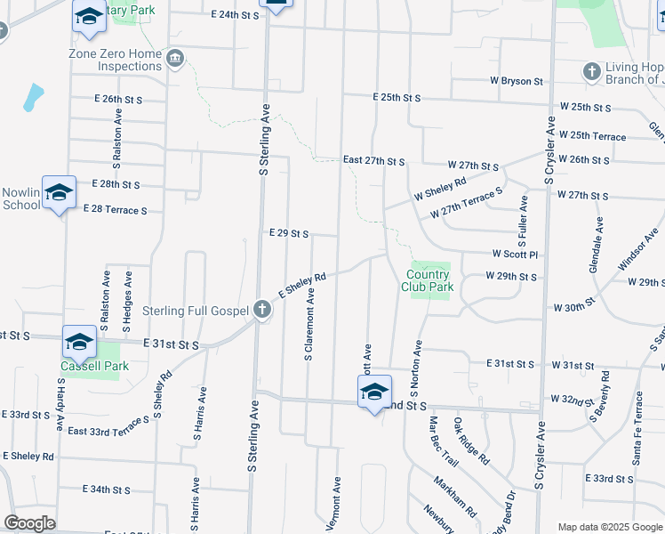 map of restaurants, bars, coffee shops, grocery stores, and more near 2920 S Vermont Ave in Independence