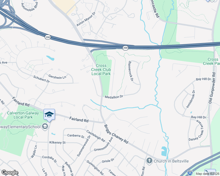 map of restaurants, bars, coffee shops, grocery stores, and more near 13008 English Turn Drive in Silver Spring