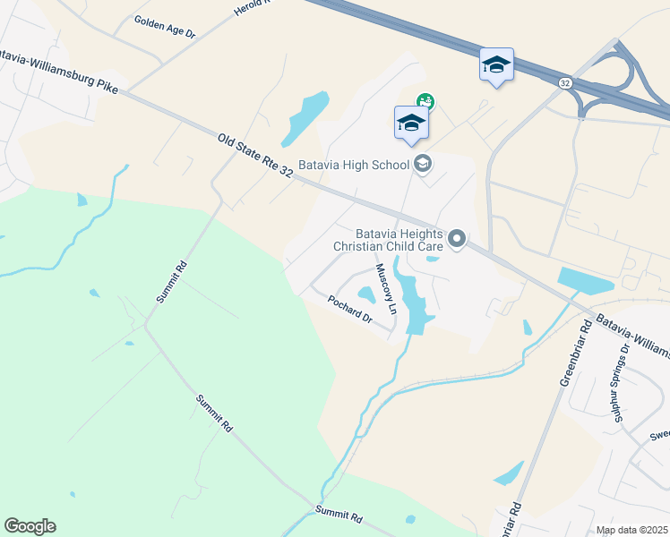 map of restaurants, bars, coffee shops, grocery stores, and more near 4222 Mallard Drive in Batavia