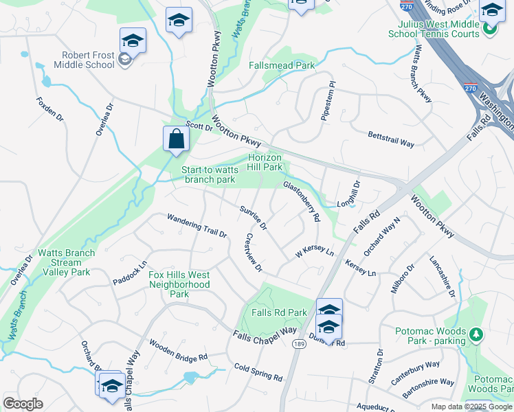 map of restaurants, bars, coffee shops, grocery stores, and more near 1503 Blue Meadow Road in Rockville