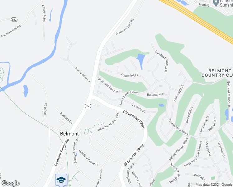 map of restaurants, bars, coffee shops, grocery stores, and more near 43265 Baltusrol Terrace in Ashburn