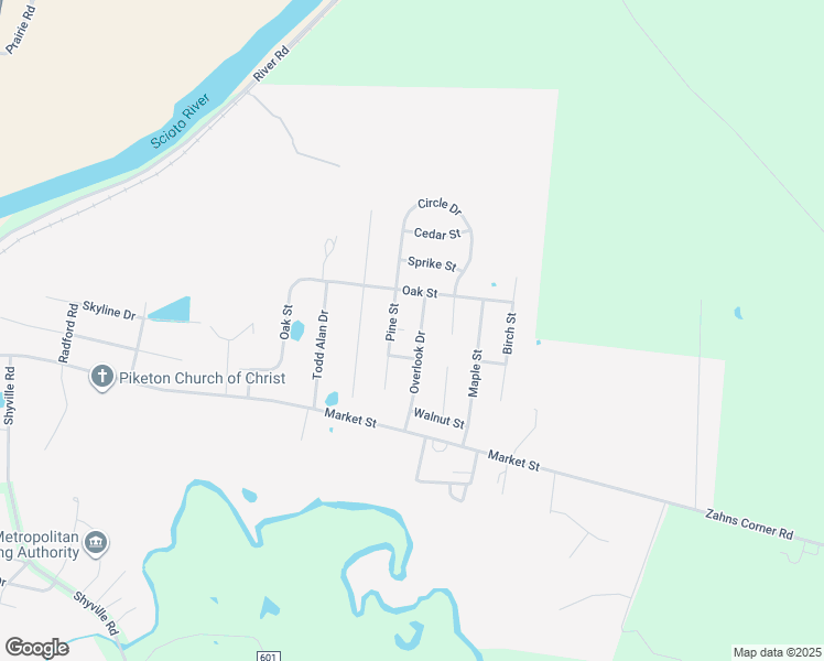 map of restaurants, bars, coffee shops, grocery stores, and more near 305 Overlook Drive in Piketon