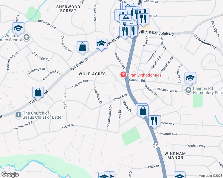 map of restaurants, bars, coffee shops, grocery stores, and more near 12916 Shaw Place in Silver Spring