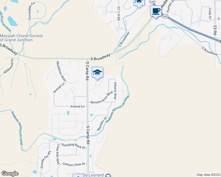 map of restaurants, bars, coffee shops, grocery stores, and more near 441 Mediterranean Way in Grand Junction