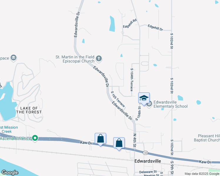 map of restaurants, bars, coffee shops, grocery stores, and more near 1800 South 105 Terrace in Edwardsville