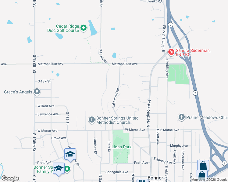 map of restaurants, bars, coffee shops, grocery stores, and more near 639 Linda Lane in Bonner Springs