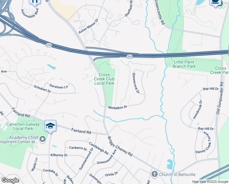 map of restaurants, bars, coffee shops, grocery stores, and more near 13014 English Turn Drive in Silver Spring
