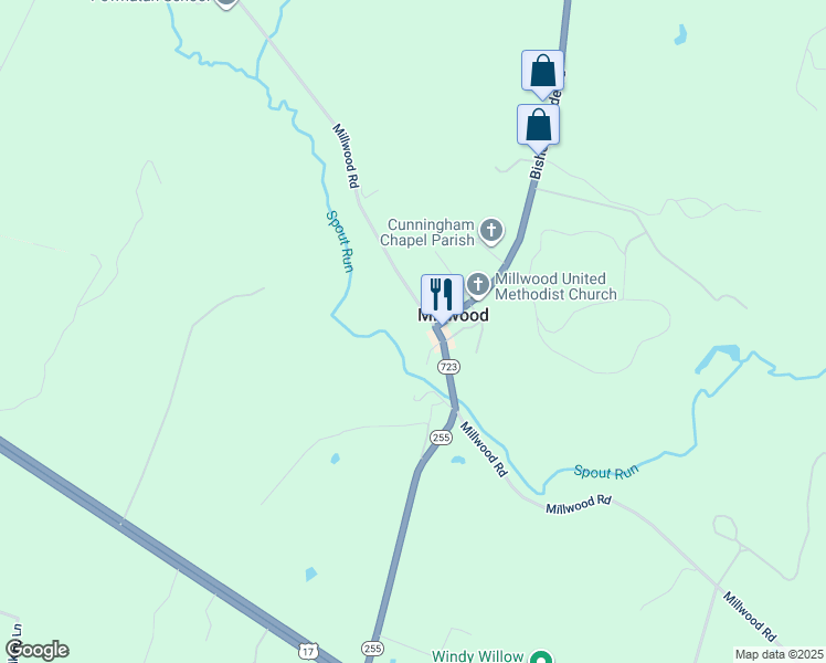 map of restaurants, bars, coffee shops, grocery stores, and more near in Millwood