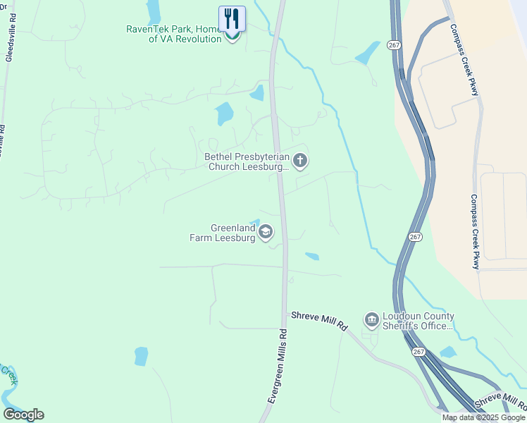 map of restaurants, bars, coffee shops, grocery stores, and more near 19875 Evergreen Mills Road in Leesburg