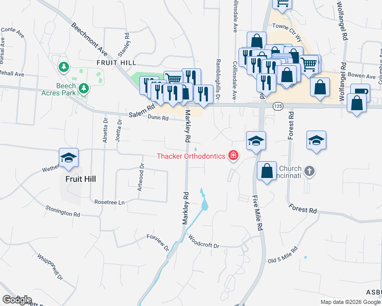 map of restaurants, bars, coffee shops, grocery stores, and more near 1093-1105 Markley Road in Hamilton