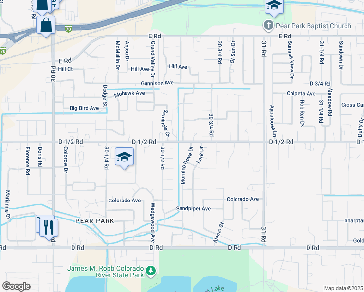 map of restaurants, bars, coffee shops, grocery stores, and more near 3063 D 1/2 Road in Grand Junction