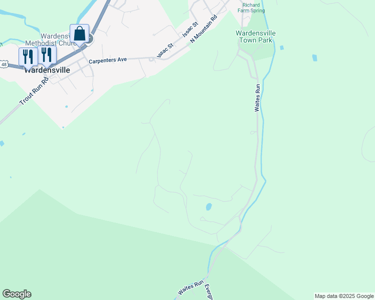 map of restaurants, bars, coffee shops, grocery stores, and more near 360 Anderson Ridge Road in Wardensville